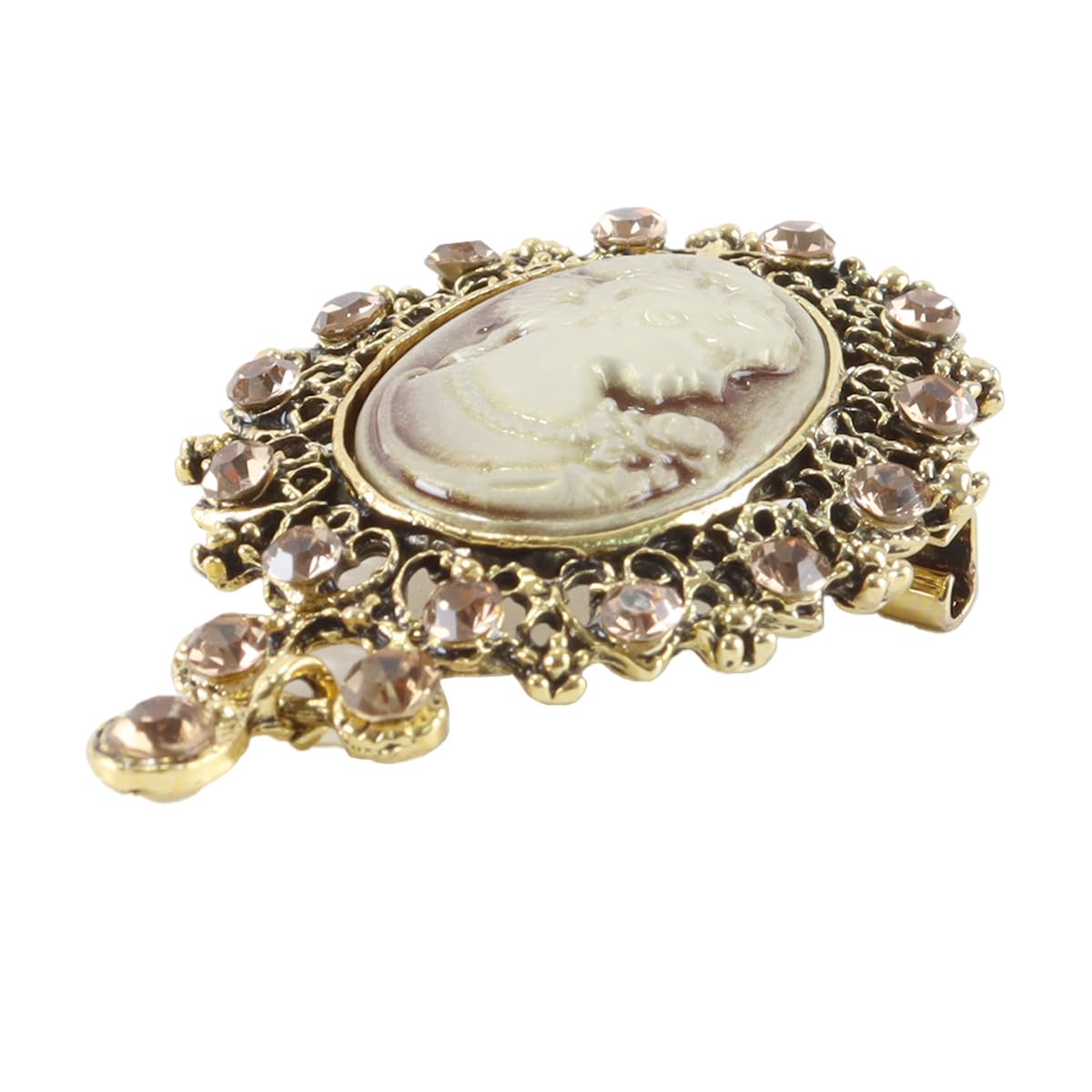 Broche colgante victoriano vintage camafeo metal 3,5 x 5 cm