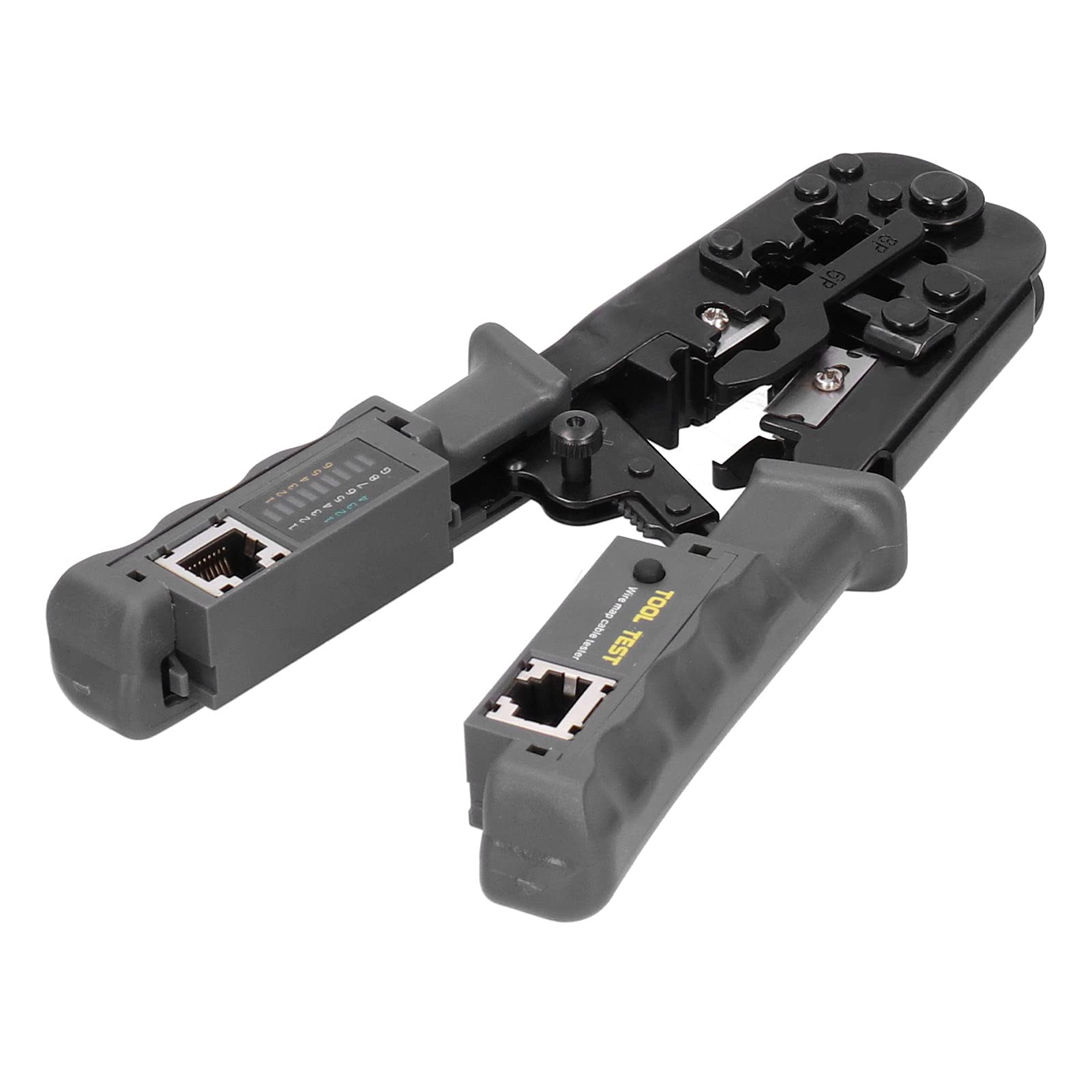 Chrees Pinza di Rete Pinza per Cavi Crimpatrice Spelafili Cricchetto 4P 6P 8P Testa di Cristallo Cavo di Rete Telefonica Tester Staccabile per Crimpatura Taglio Spellatura T