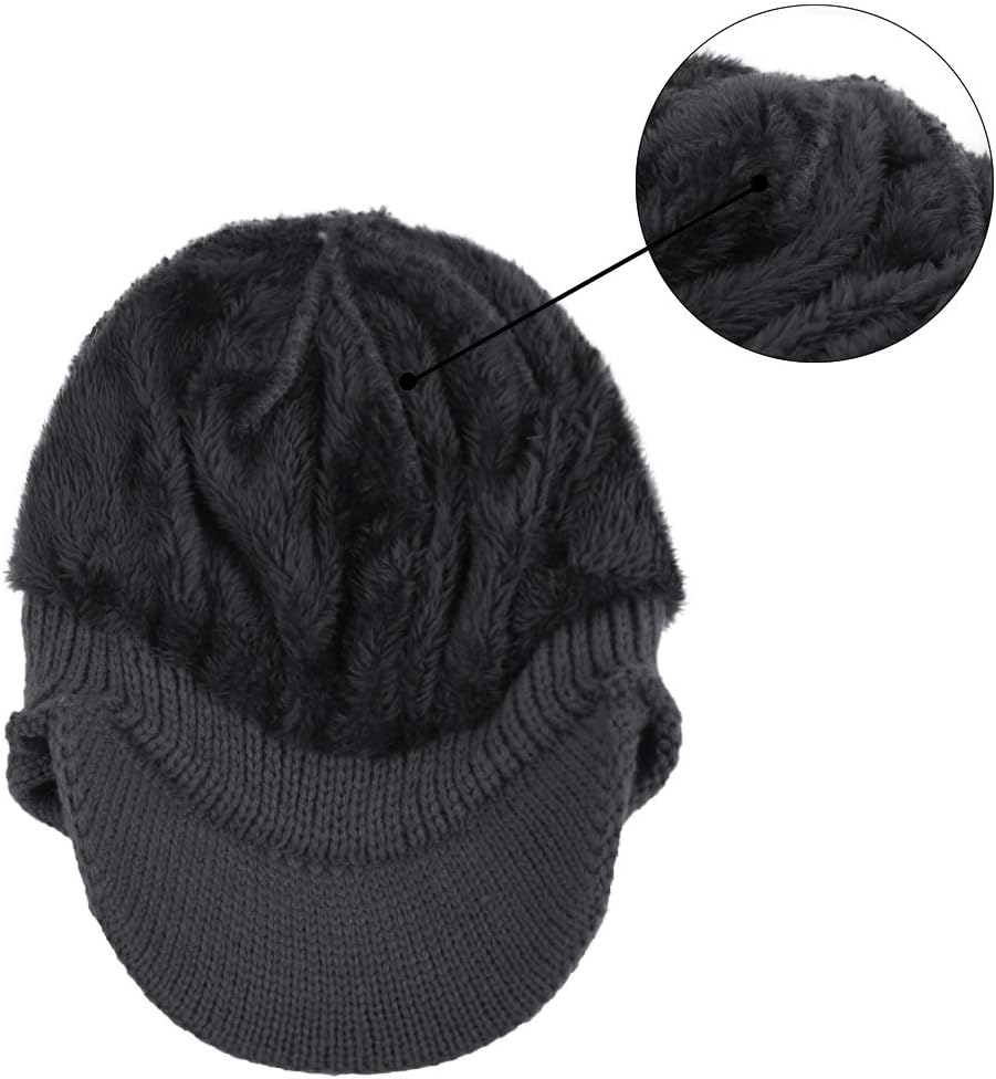 Original One Winter Ear Flap Visor Beanie Lining Hat with Billed Knit Brimmed Cap - Image 6