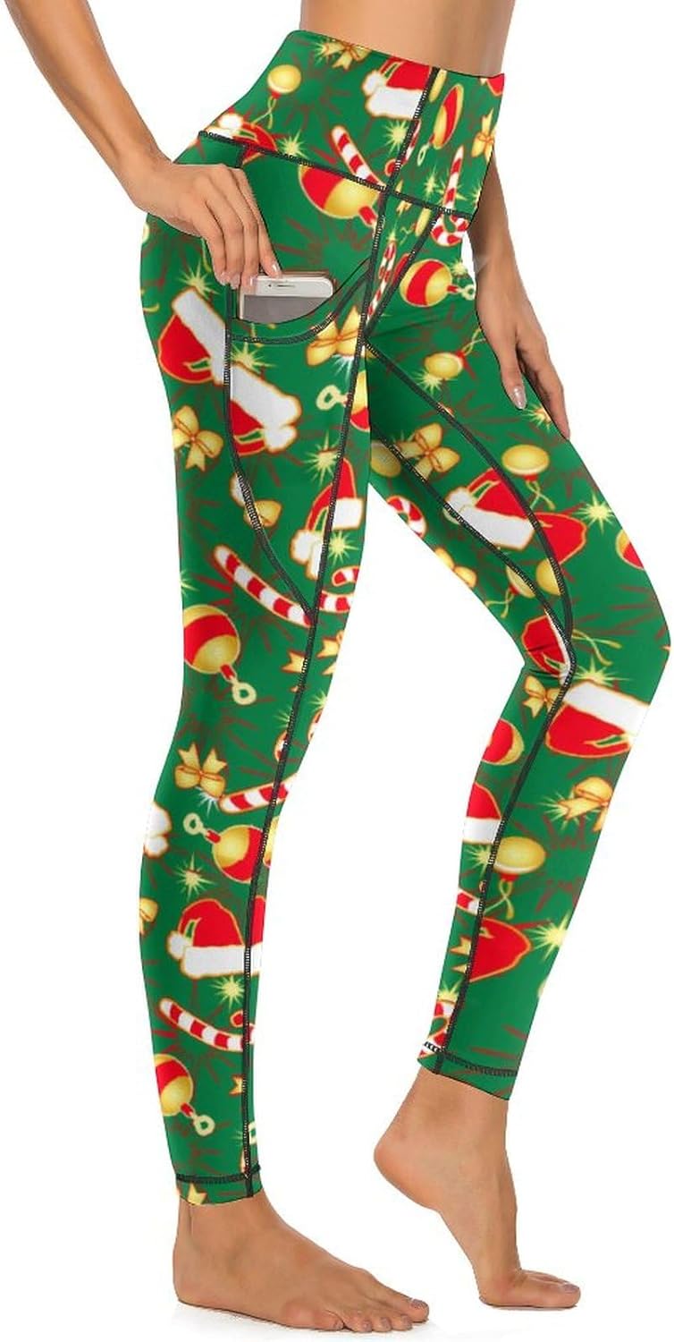 High Waist Workout Leggings for Women Tummy Control Printed Yoga Pants with Pockets Holiday Costume - Image 4