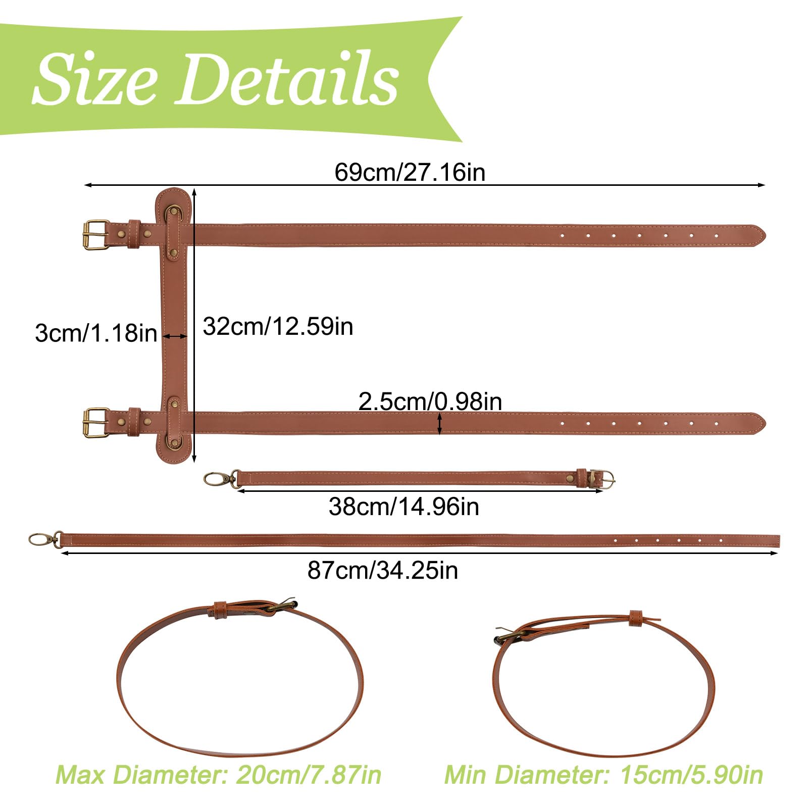 Sangle De Transport En Cuir - Réglable, Pour Couverture De Pique-nique, Tapis De Camping, Festivals - Boucles Métalliques