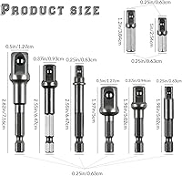 Vista 4 de 8 Pcs Drill Bit Adapter Impact Grade Socket Adapter Set Hex Shank Drill Nut Driver Bit Set Sizes 1/4", 3/8", 1/2-Inch for Screwdriver, Cordless