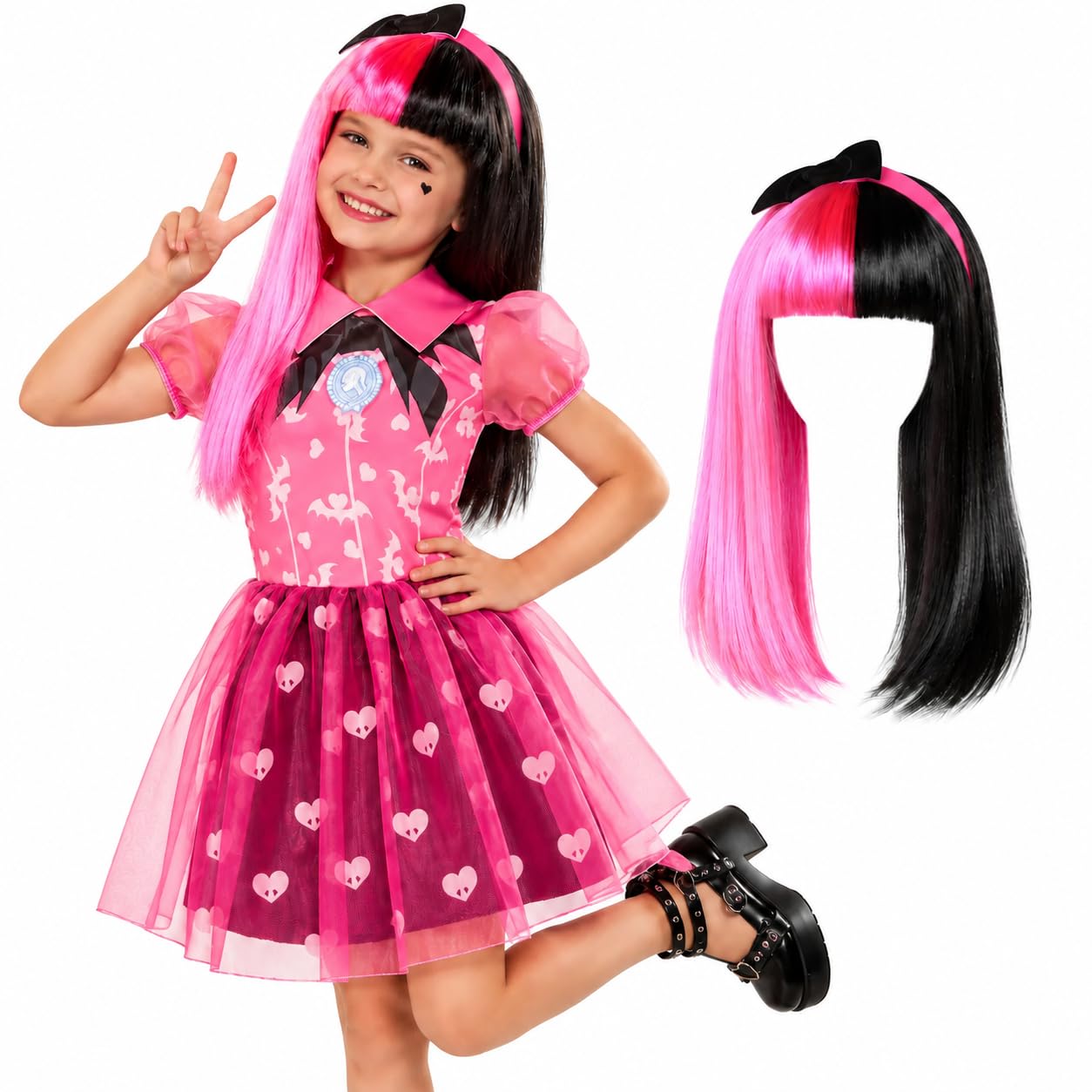 Rubies Girls Monster High Draculaura Costume & Wig Set Age 5-6