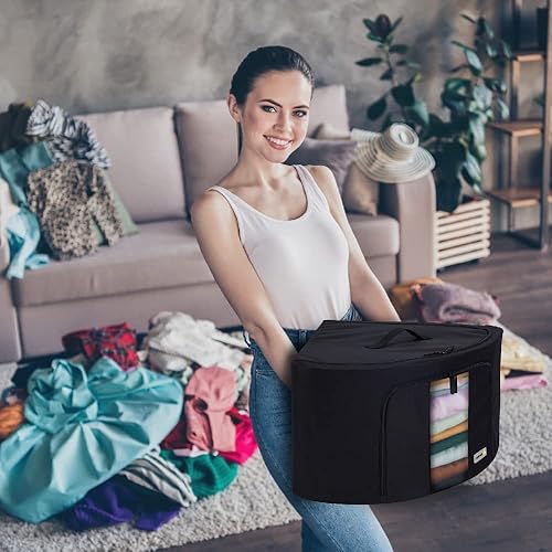 Miniatura 9 de Organizador plegable de almacenamiento de ropa, organizador de esquina con asa fuerte, tela de calidad para cajas plegables de armario, paquete de 2