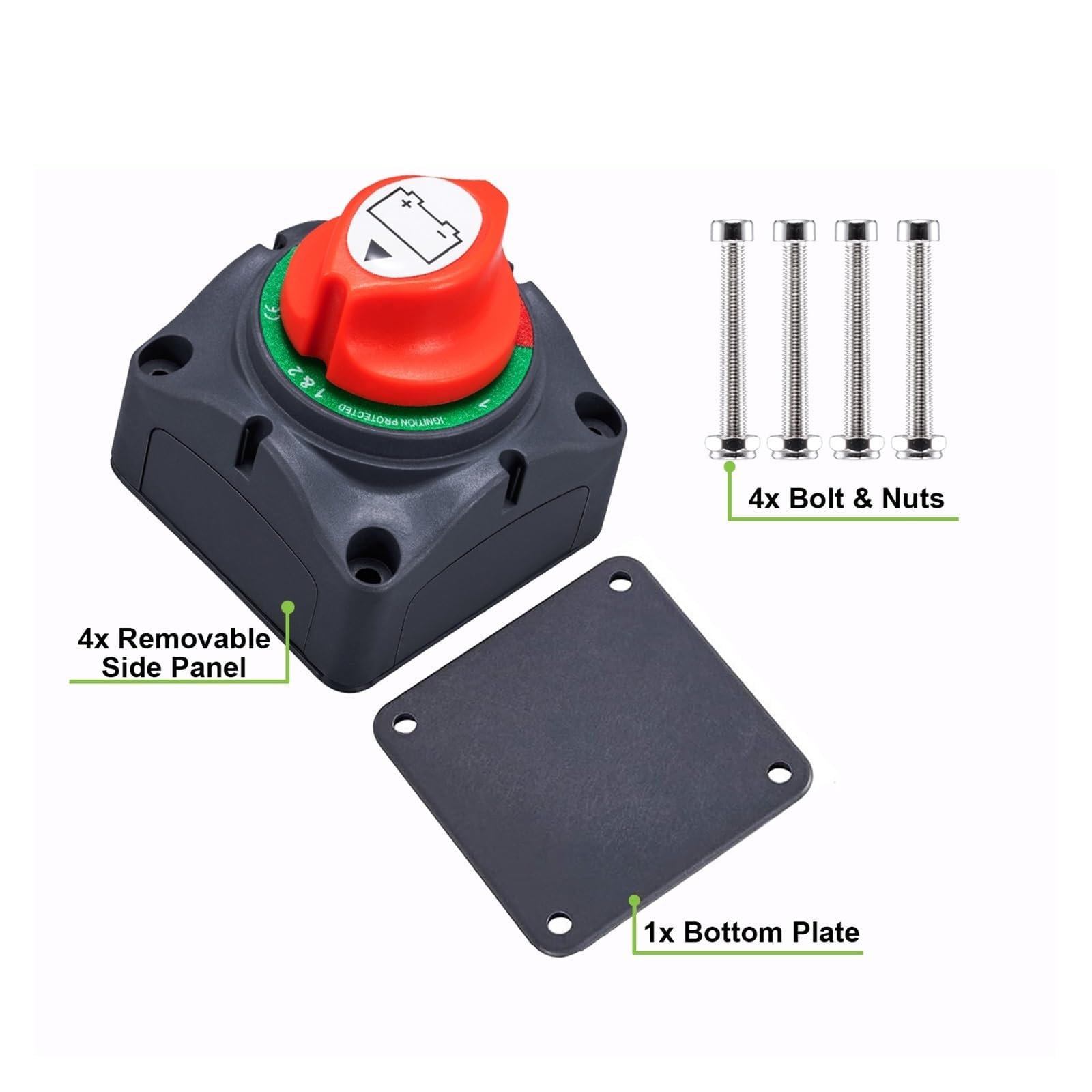 Odłącznik akumulatora samochodowego 12V 24V Marine 200A 300A podwójna bateria przełącznik masowy 2 i 3 pozycja wyłącznik odcinający łódź samochodowa (Color : 4 position with wire)