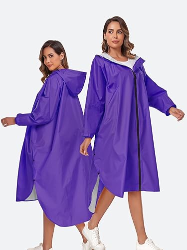 Miniatura 2 de SaphiRose Waterproof Rain Poncho Jacket with Hood and Pockets for Adults - Portable with Pockets Long Sleeves
