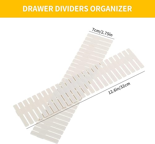 Miniatura 9 de Qozary Paquete de 42 divisores organizadores de cajones ajustables para calcetines, ropa interior, maquillaje, cocina, tocador, escritorio de oficina
