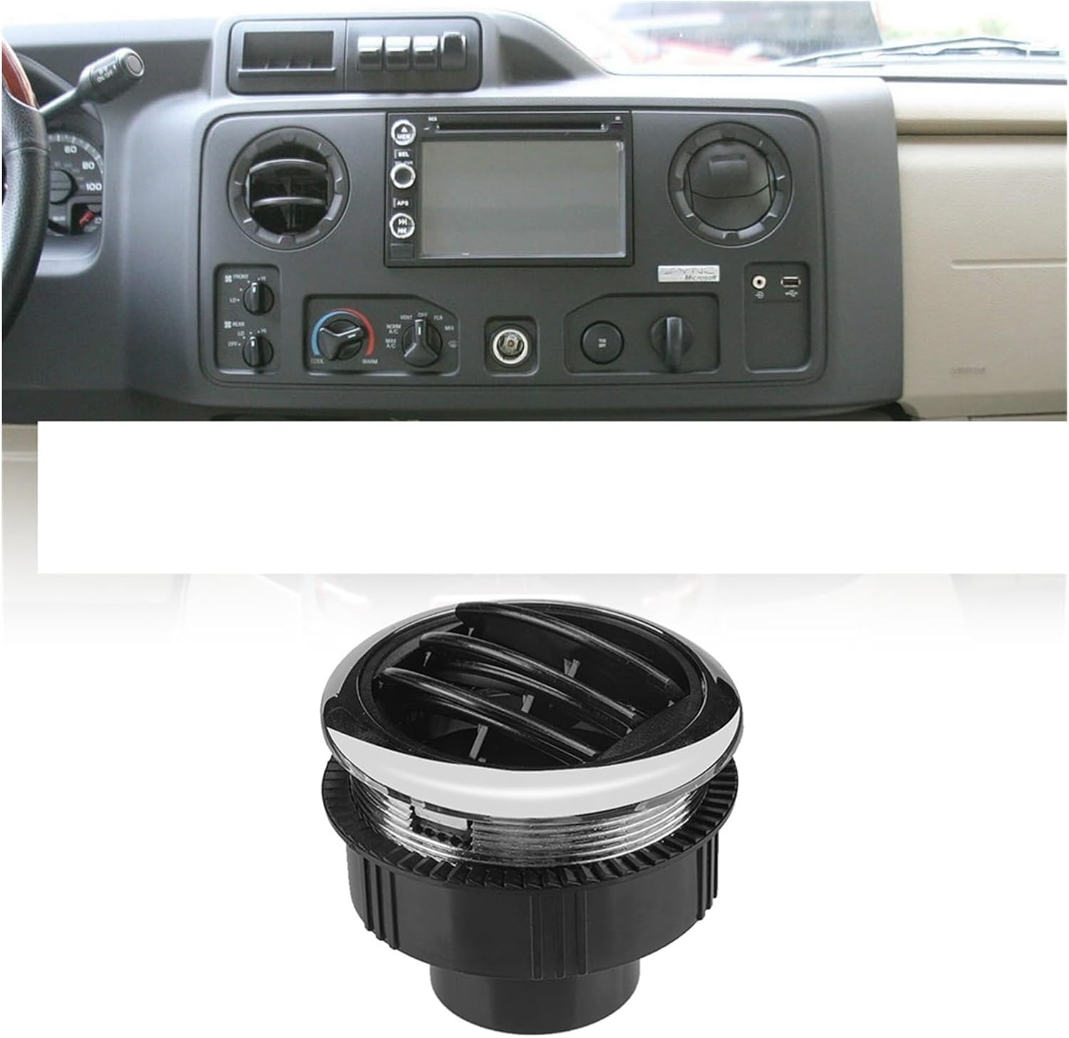 A/C Air Vent Outlet with Chrome Easily Installation Universal Round Air Conditioning Personal Car Elements RV Bus
