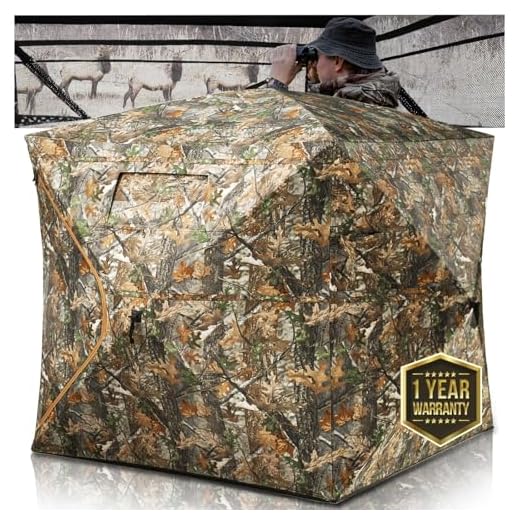HUNTSEN Hunting Blind 270° See Through 2-3 Person Ground Blind Pop Up Hunting Tent with Carring Bag - Portable Durable for Turkey and Deer Hunting