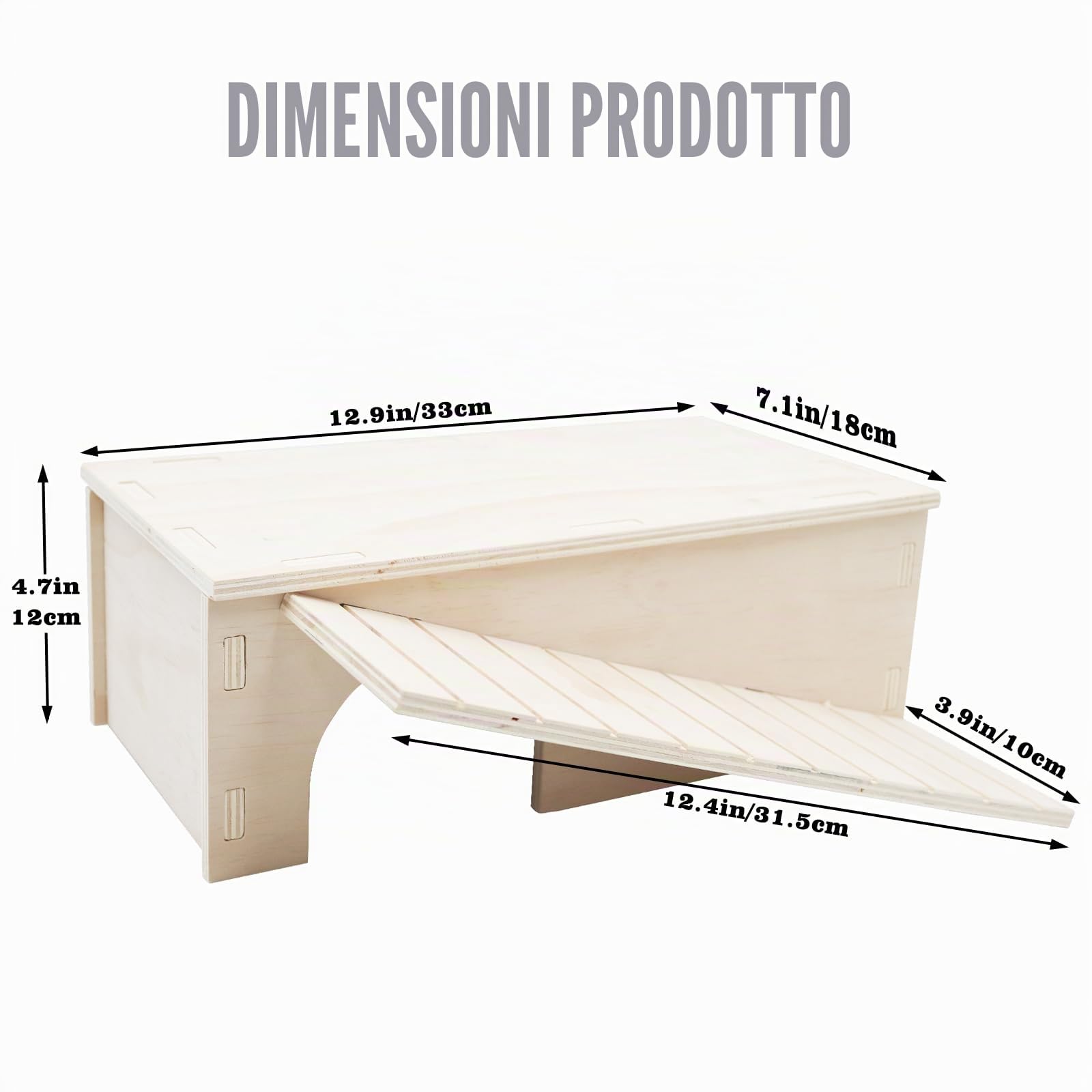 Dnoifne Tana in Legno per Drago Barbuto - Riparo per Rettili con Rampa Scalabile e Piattaforma per Basking - Accessorio per Terrario di Lucertole, Camaleonti e Piccoli Animali