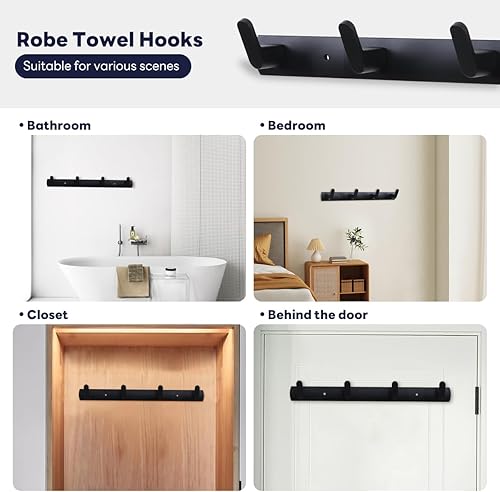 Miniatura 5 de Ganchos multifuncionales para toallas de bata, ganchos de pared para ropa no perforados, ganchos de aluminio para colocar armarios, baños, pasillos