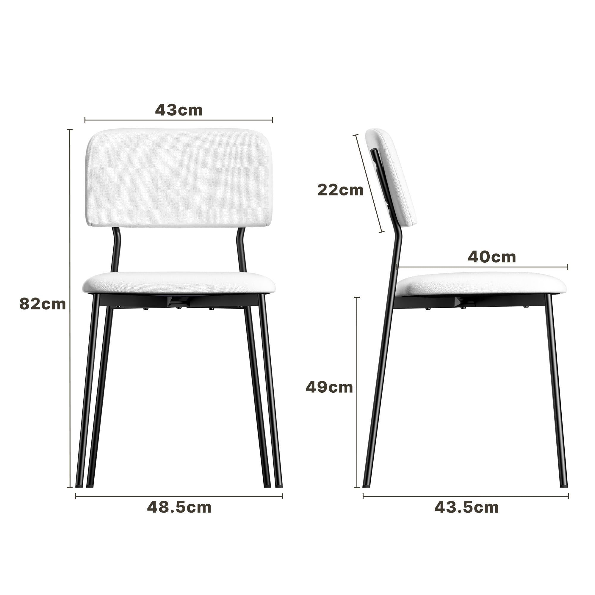 Xbro Eetkamerstoelen Set van 6, Zachte Gestoffeerde Stoelen met Metalen