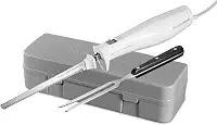Hamilton Beach Faca elétrica para esculpir carnes, aves, pão, espuma de artesanato e muito mais, com lâminas de aço inoxidável serrilhadas alternativas, design ergonômico, estojo de armazenamento e