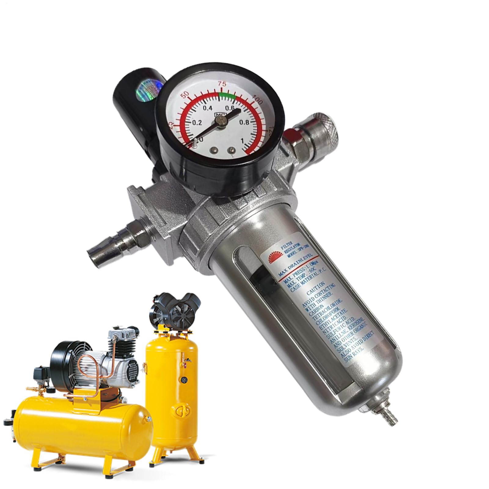 Regolatore Filtro Compressore Separatore Acqua Compressore con Manometro