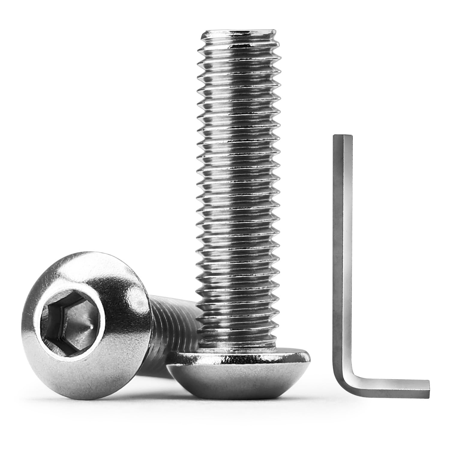 10 PCS 5/16-18 x 4 Button Head Socket Cap Screws, 304 Stainless Steel 18-8, Allen Hex Drive, Full Thread (with Hex Spanner)