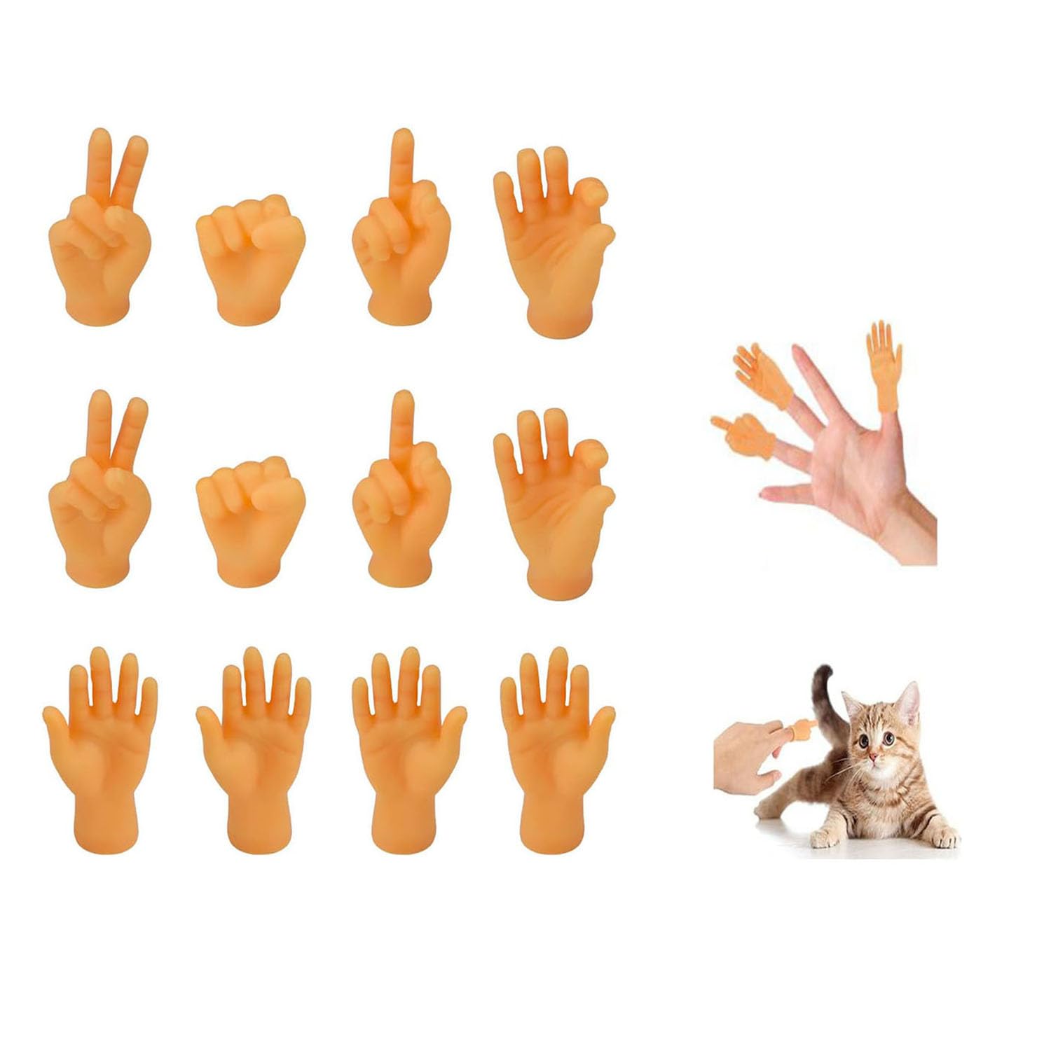 YANGWEN 12 Pack Mini Hand Finger Puppets, Funny Rubber Hand Puppets for Kids & Adults