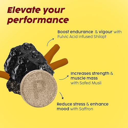 Miniatura 2 de Plix Pure Himalayan Shilajit - Tabletas efervescentes de 250 mg con musli seguro y azafrán  Energía natural y apoyo de fuerza  Sabor naranja, 30