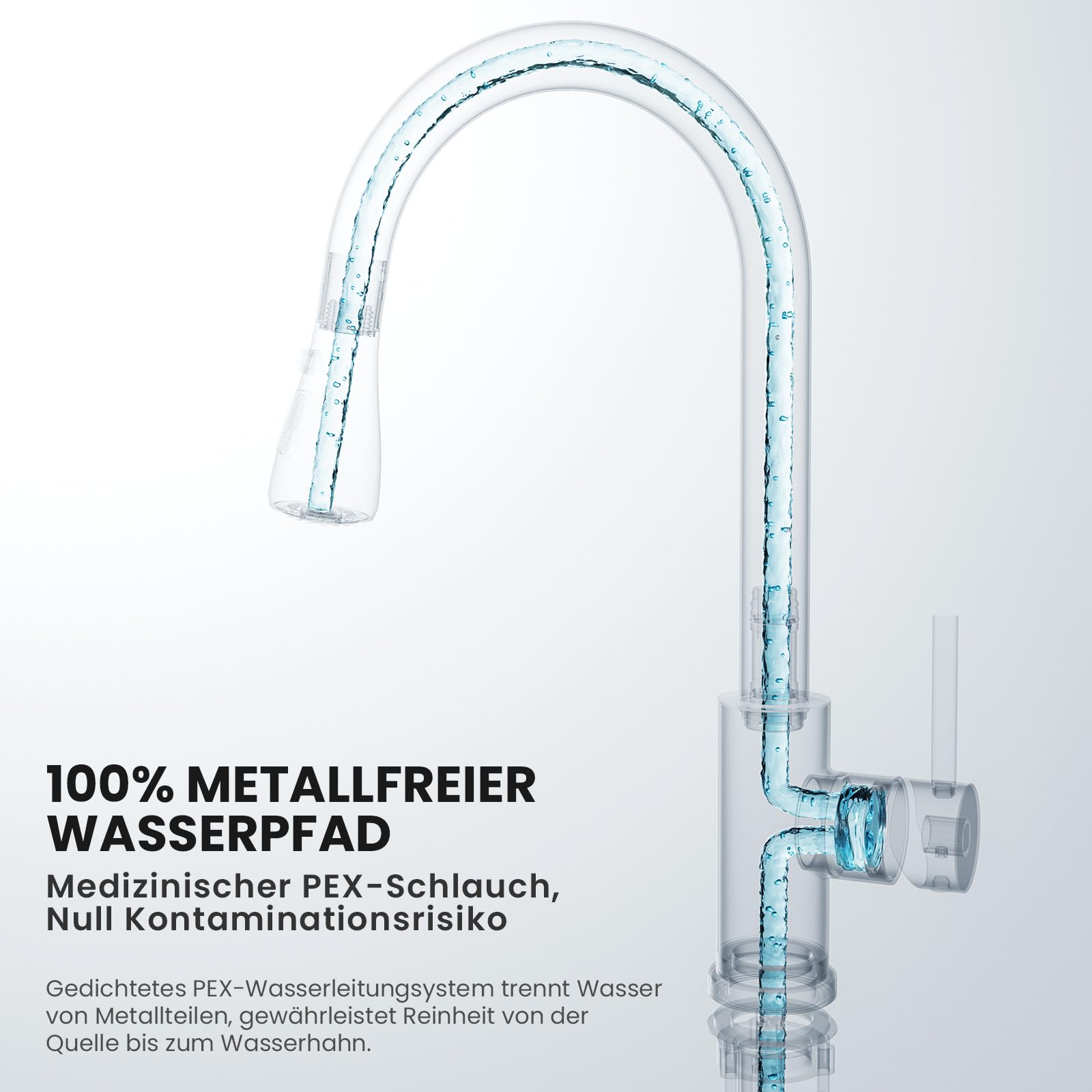 CECIPA Wasserhahn Küche, Hochdruck Küchenarmatur mit ausziehbar Brause, Armatur Küche mit zwei Sprühfunktionen, 360° schwenkbarer, Spültischarmatur mit einfacher Montage, Edelstahl Gebürstet | Mit 3 Wasserstrahlarten, ausziehbarer Brause, 360 Grad schwenk