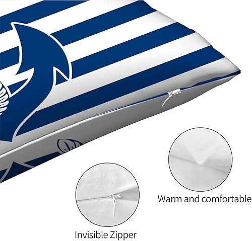 Miniatura 5 de Mugod Funda de cojín con ancla náutica sobre rayas azules y blancas, funda de almohada decorativa para sofá, cama, silla, 20 x 30 pulgadas
