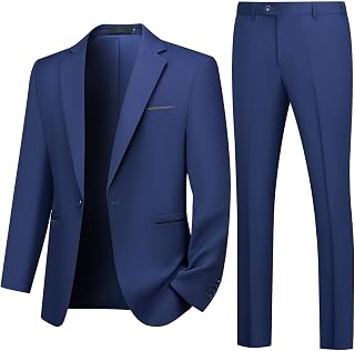 Traje de Hombre de 2 Piezas Slim Fit Traje Ajustado Un Botón