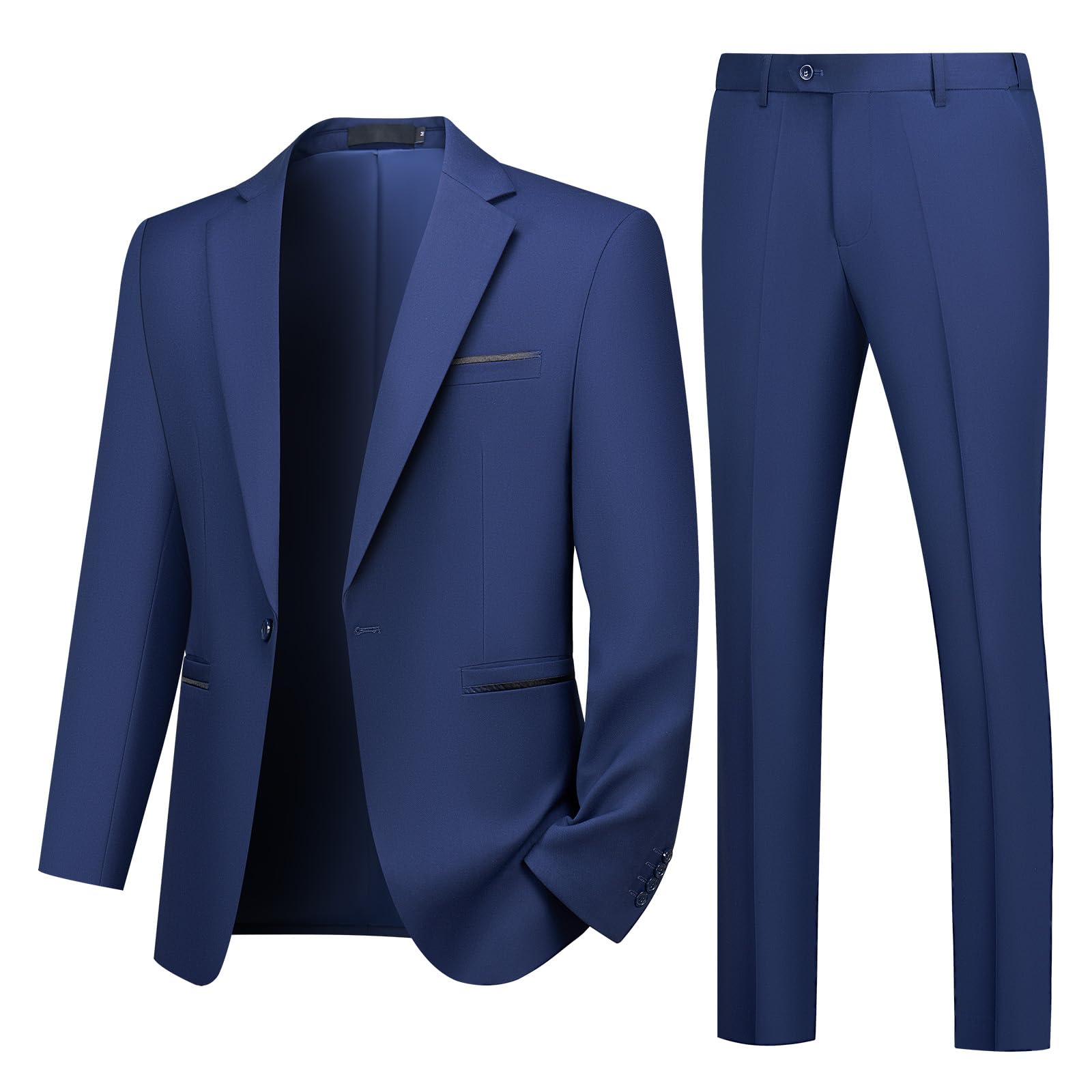 Traje de Hombre de 2 Piezas Slim Fit Traje Ajustado Traje de Boda de Negocios con Un Botón