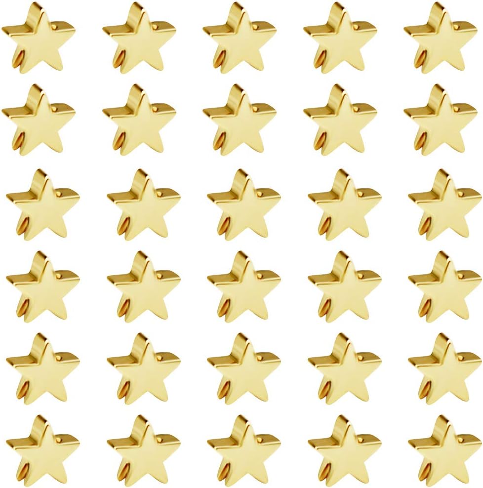 50pcs Star Spacer Beads Alloy Charms Pendents Beads for Arts Crafts DIY Bracelet Necklace Earring Jewelry Making Decor (Gold)