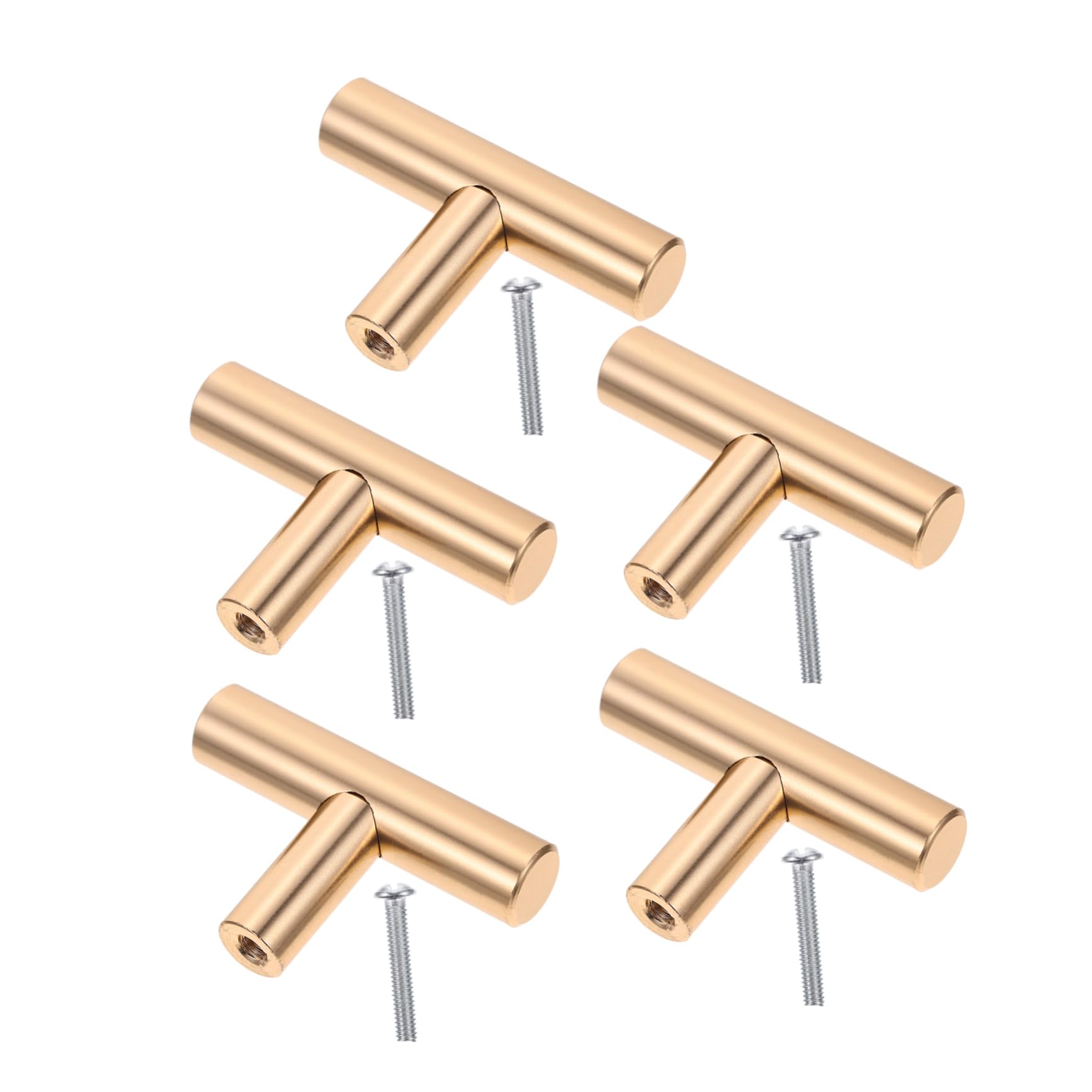 DOITOOL 5pcs Cabinet Pulls Brushed Gold Handles Kitchen Drawer Pulls Sturdy Aluminum Alloy Modern Design