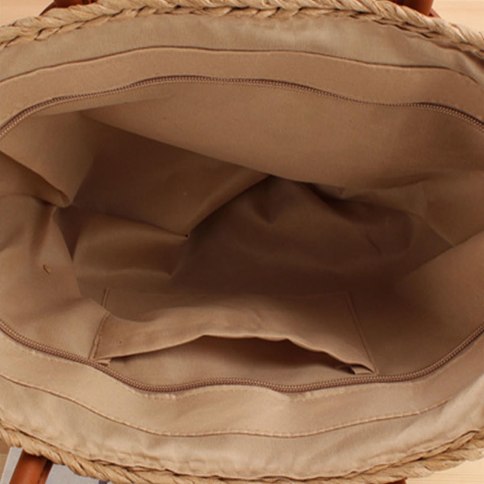 Bolso Mujer Bolso De Mano Paja, Tote For Mujer, Hecho A, Ideal For La Playa En Verano, con Correa Piel Sintética Paja Mano(Beige)