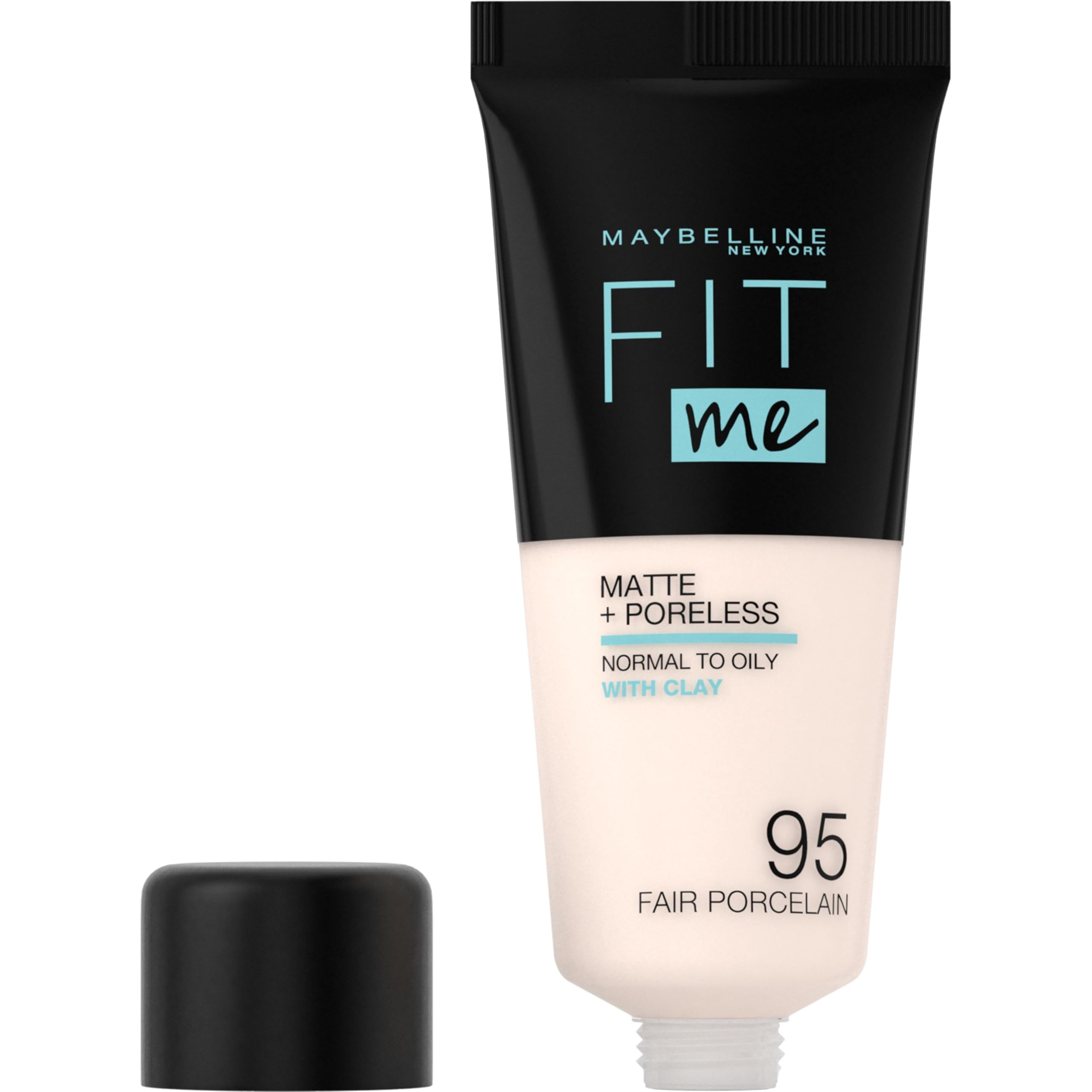 Maybelline New York Fondotinta Fit Me Matte&Poreless, Finish Opacizzante e Fissante, Tonalità: 35 Fair Porcelaine 30 ml (Confezione da 1) 35 Fair Porcelaine