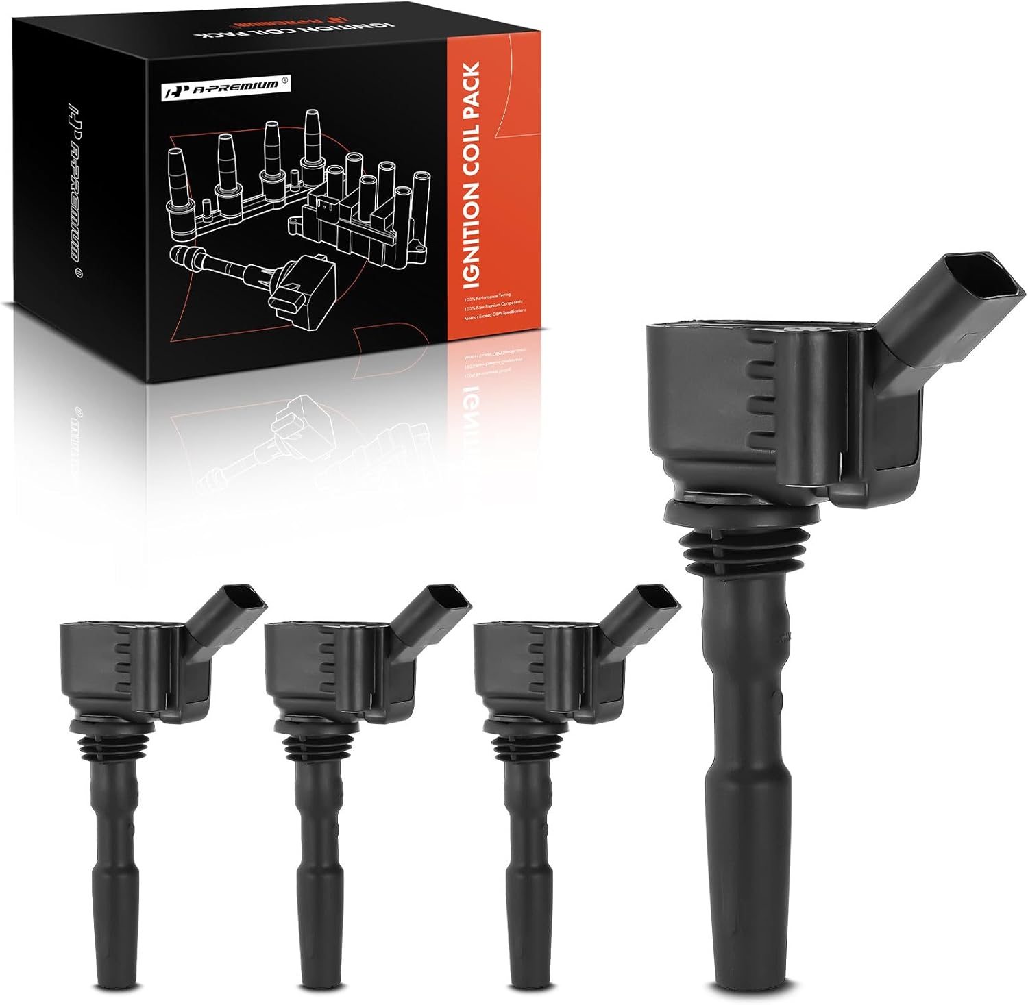 A-Premium 4PCS Ignition Coil Packs Compatible with Auti & Volkswagen Vehicles - L4 1.4L - A3 Sportback e-tron 2016-2018, Golf 2015-2021, Jetta 2014-2021