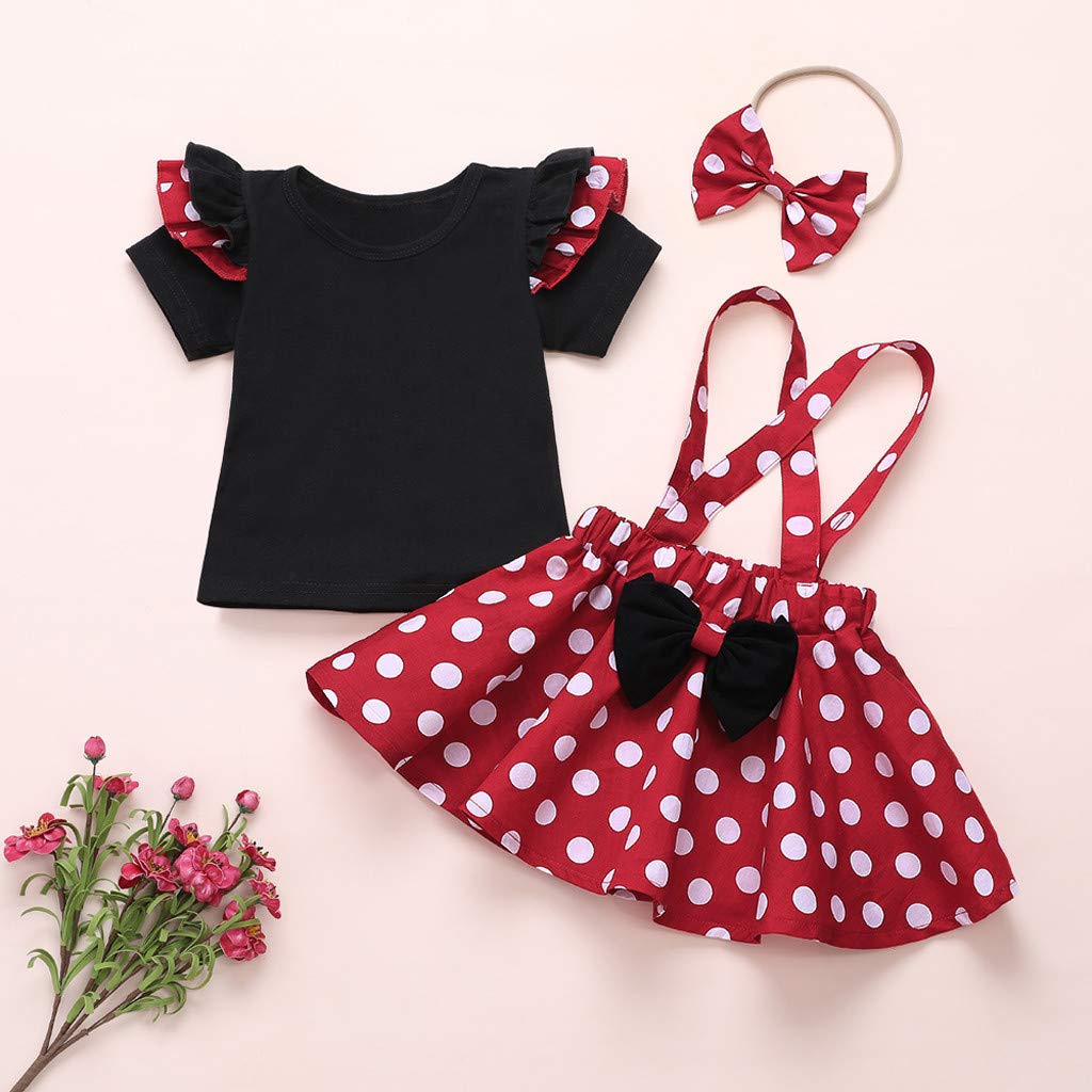Verve Jelly Gonne per neonate Set Tuta per bambini Abiti pasquali Camicia a maniche corte + Gonna con reggicalze con fascia per la testa Abito estivo
