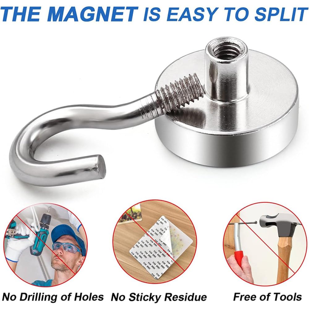 1/10 Piezas Ganchos Magnéticos Potente Gancho De Carga Multiusos Fuerte Almacenamiento Montado En La Pared Hogar Cocina Llave Toalla Organización, Tire Máximo 10 KG, 10 Piezas