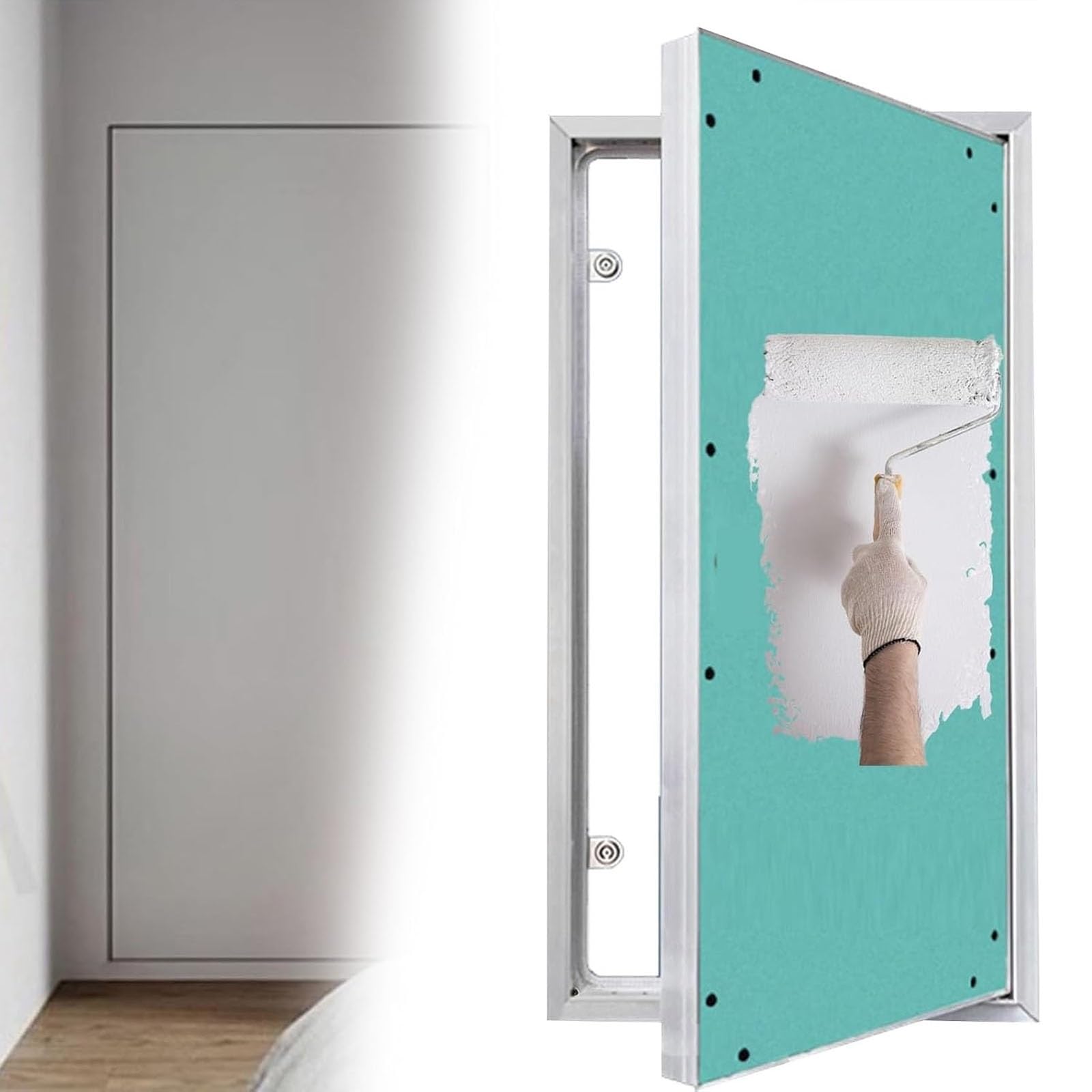 Drywall Access Panel with Aluminium Frame Spring Mechanism 30x30 35x73 45x75 60x85 90x100 Wall Ceiling Inspection Hatch for Plumbing Water Valve Fuse Box Cover Green Board(75x90cm/30x36In)