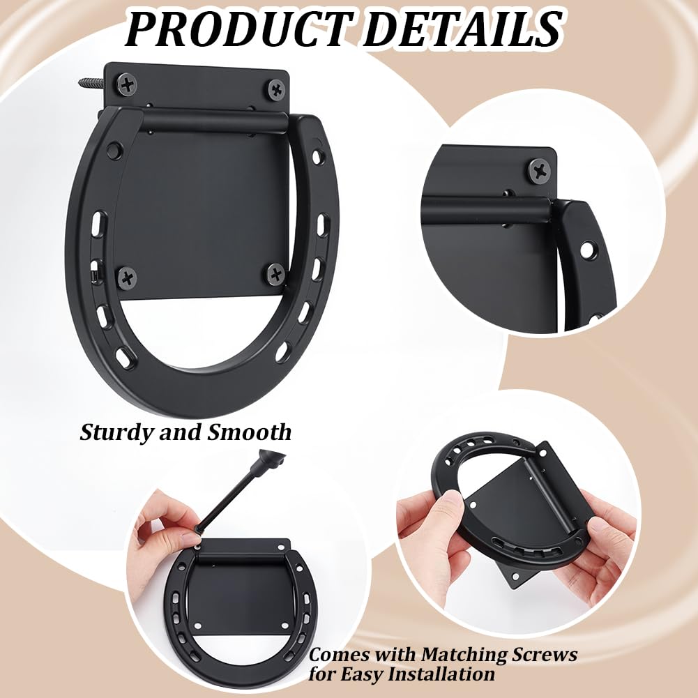 8 anneau D'Attache pour Chevaux Anneaux D'Attache Robustes en Métal avec Vis (64 pièce) Équipement D'Entraînement pour Chevaux de Trait Accessoires pour Écurie Noir