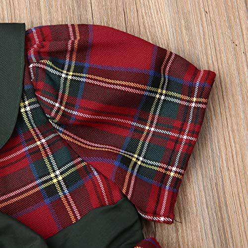 image for Kuriozud Toddler Baby Girl Plaid Dress Short Sleeve Bowknot Party Dres