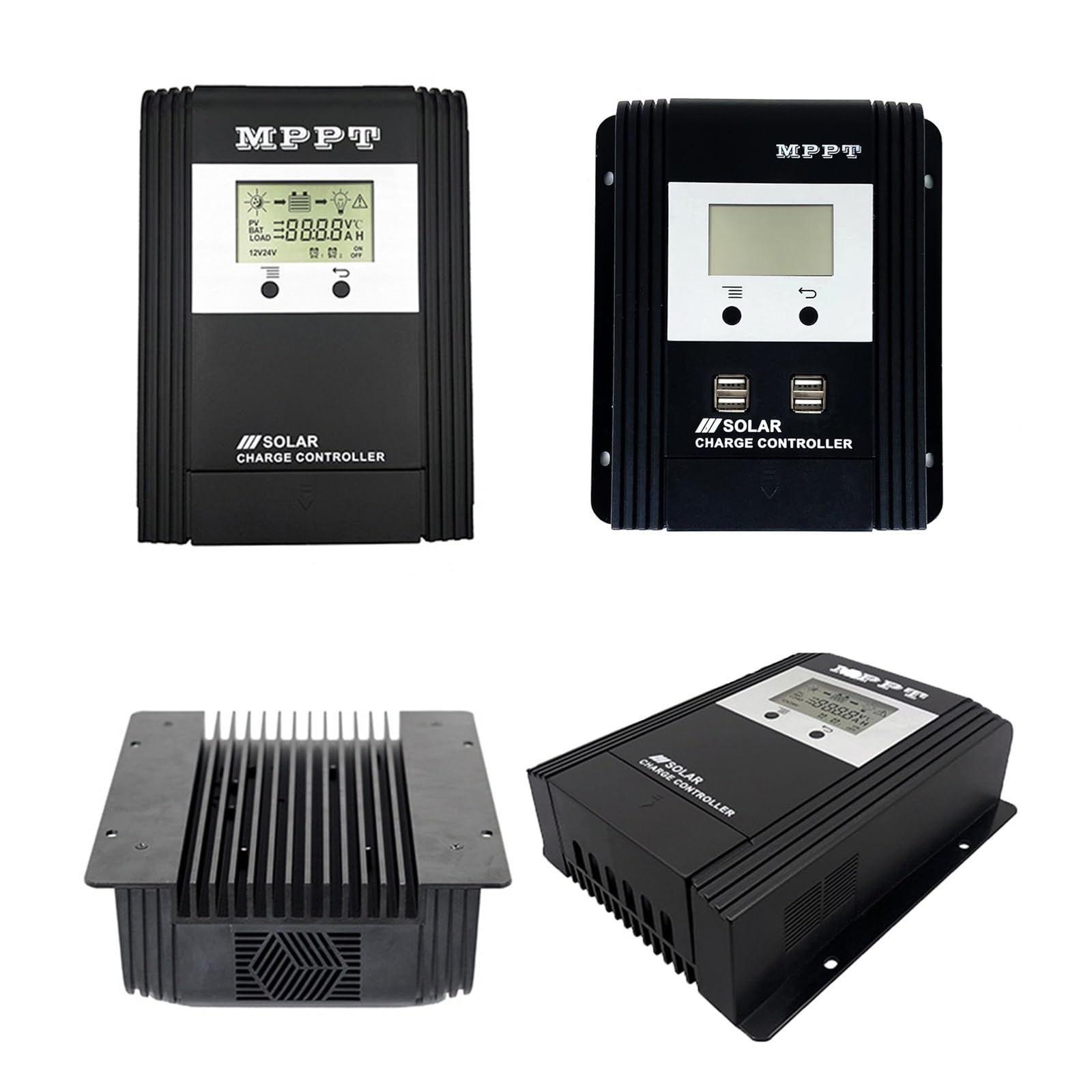 CUDTAPI 10A 20A 30A 40A 50A 60A MPPT Solar Charge Controller 12V/24V Auto Recognition Panel Battery Regulator Intelligent LCD Display(20A)