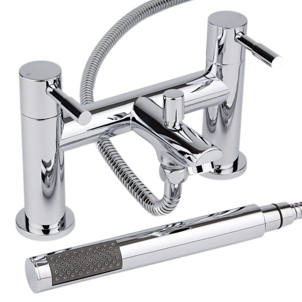 MilanoMirage Modern Bath Shower Mixer Tap Hand Shower Handset Kit - Chrome