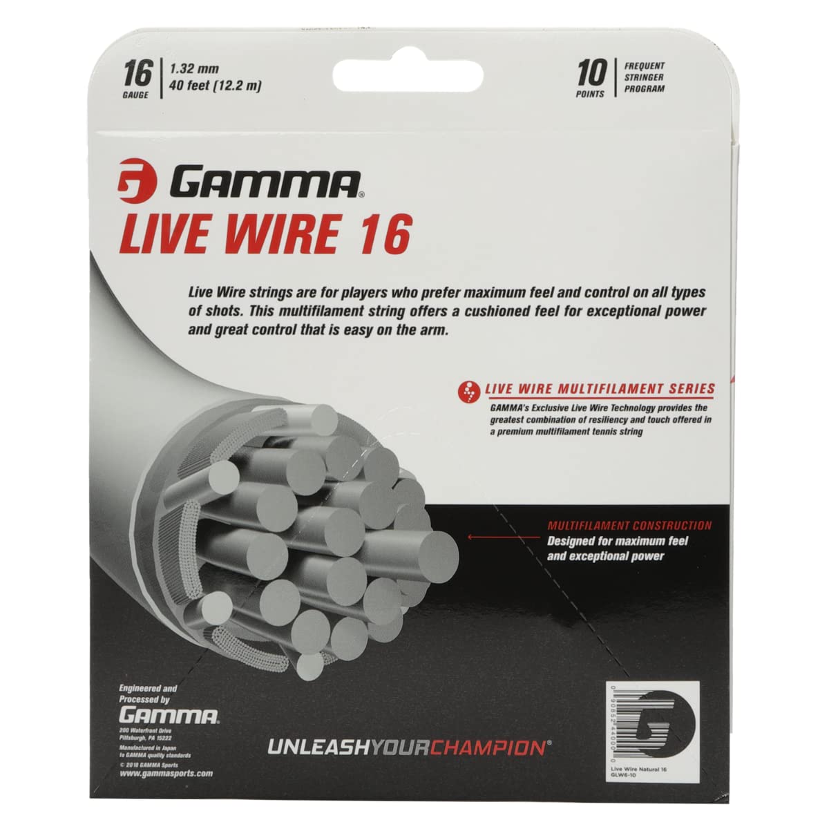 Gamma Live Wire 17g Multifilament Tennis Racquet String (2 Sets)