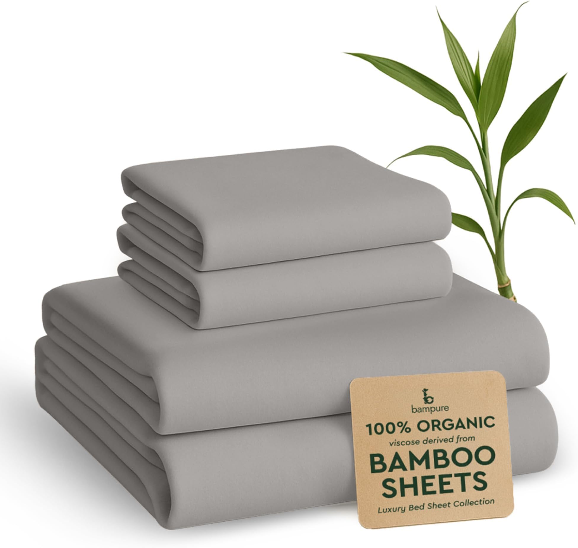 Luxury Series King Sheet Set - 100% Viscose derived from Bamboo Sheets King Size - Super Soft Viscose Bamboo Cooling Sheets for Hot Sleepers -Up to 16’’ Deep Pocket King Sheet Set (L.Gray)