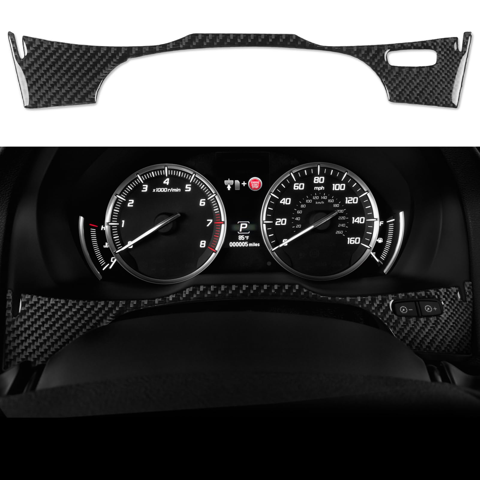 NVCNX Real Premium Carbon Fiber for Acura MDX Accessories 2016-2021 2017 2018 2019 Car Dash Instrument Cluster Lower Panel Cover Interior Trim Sticker Decal Thick Overlay 1PC