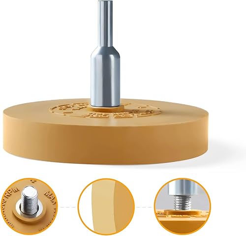 Miniatura 7 de Paquete de 4 unidades de goma para quitar calcomanías, rueda de goma para taladro, elimina rayas de automóvil, cintas de vinilo y gráficos, kit de