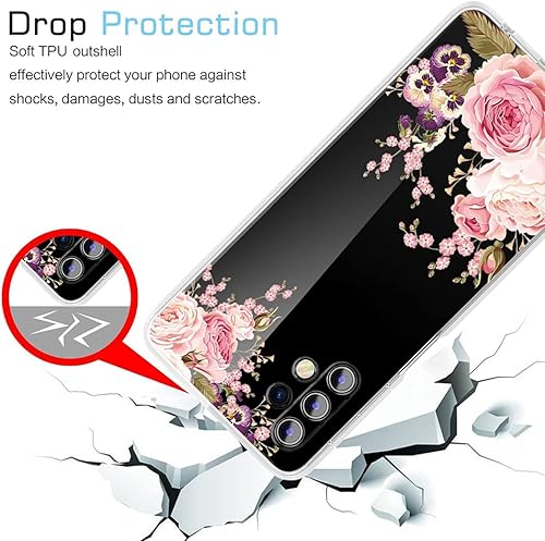 Miniatura 7 de Funda para Galaxy A32 5G, funda para Samsung A32 5G, funda transparente y flexible de silicona de goma suave TPU para Samsung Galaxy A32 5G (flor