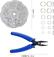 Vista 2 de YEXPRESS 1380 anillos divididos de doble bucle de 0.157 in a 0.472 in, con alicates para collares, pulseras y joyería, oro y plata