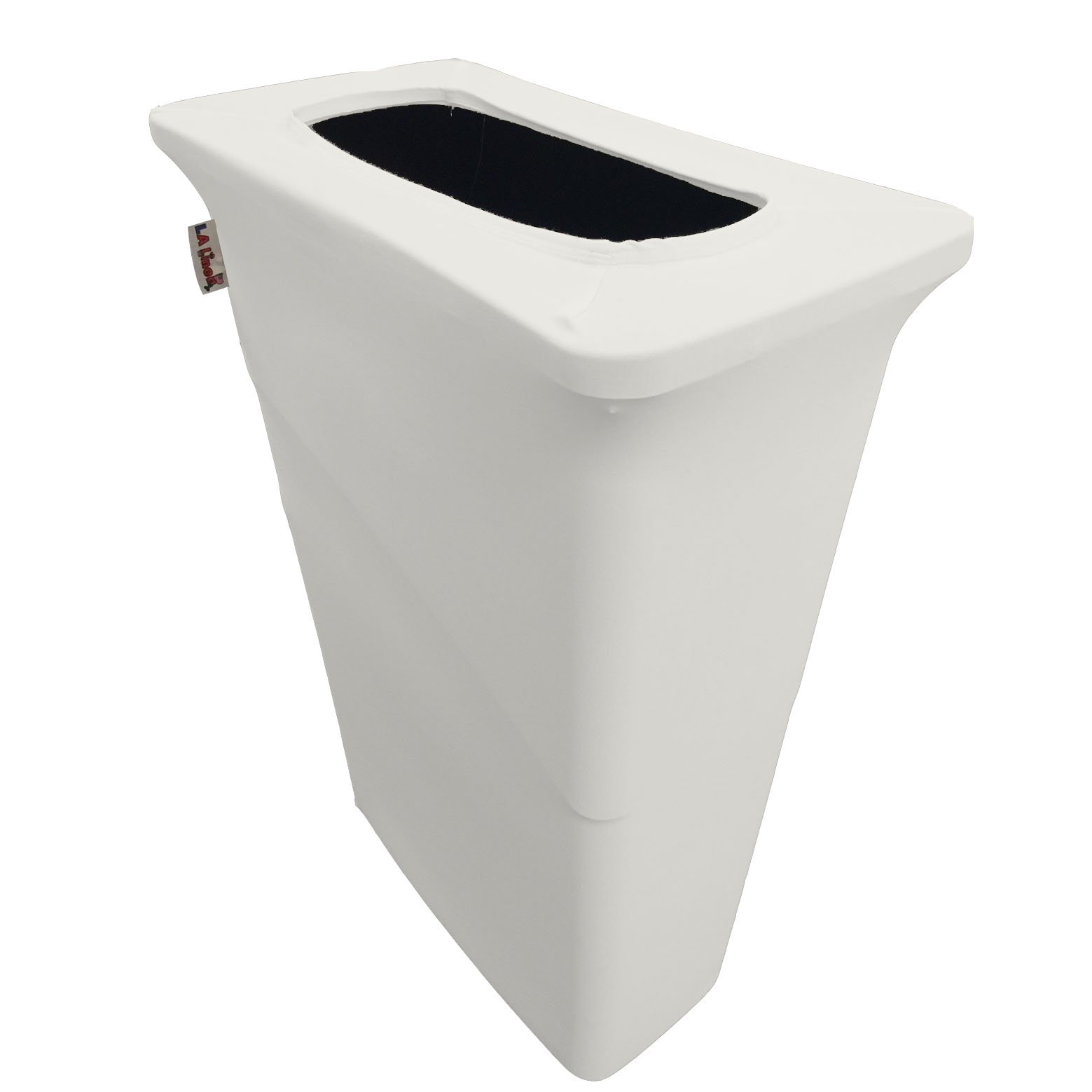 LA Linen Stretch Spandex Fitted Trash Can Cover for Slim Jim 23-Gallon, Bin Waste Container Cover, Outdoor Indoor Patio Backyard Decor, White