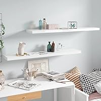 Vista 117 de Estantes flotantes de pared, 2 piezas de madera de fibropanel de densidad media gris de 47.2 x 9.3 x 1.5 pulgadas, estante de almacenamiento