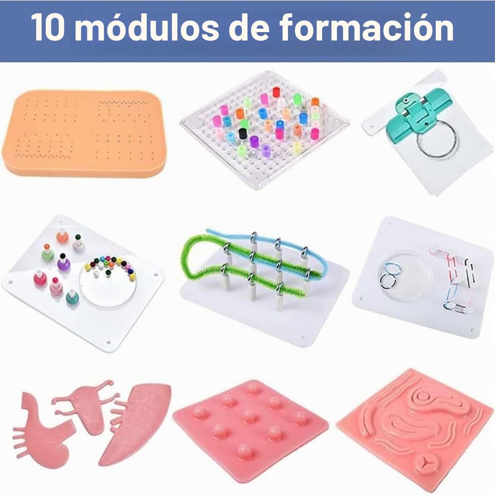 Caja de Entrenamiento Simulador Laparoscópico, Simulador de Laparoscopia,Entrenador Ejercicios Laparoscopia Kit Entrenamiento Endo 10 Módulos de Entrenamiento 4 Instrumentos Quirúrgicos