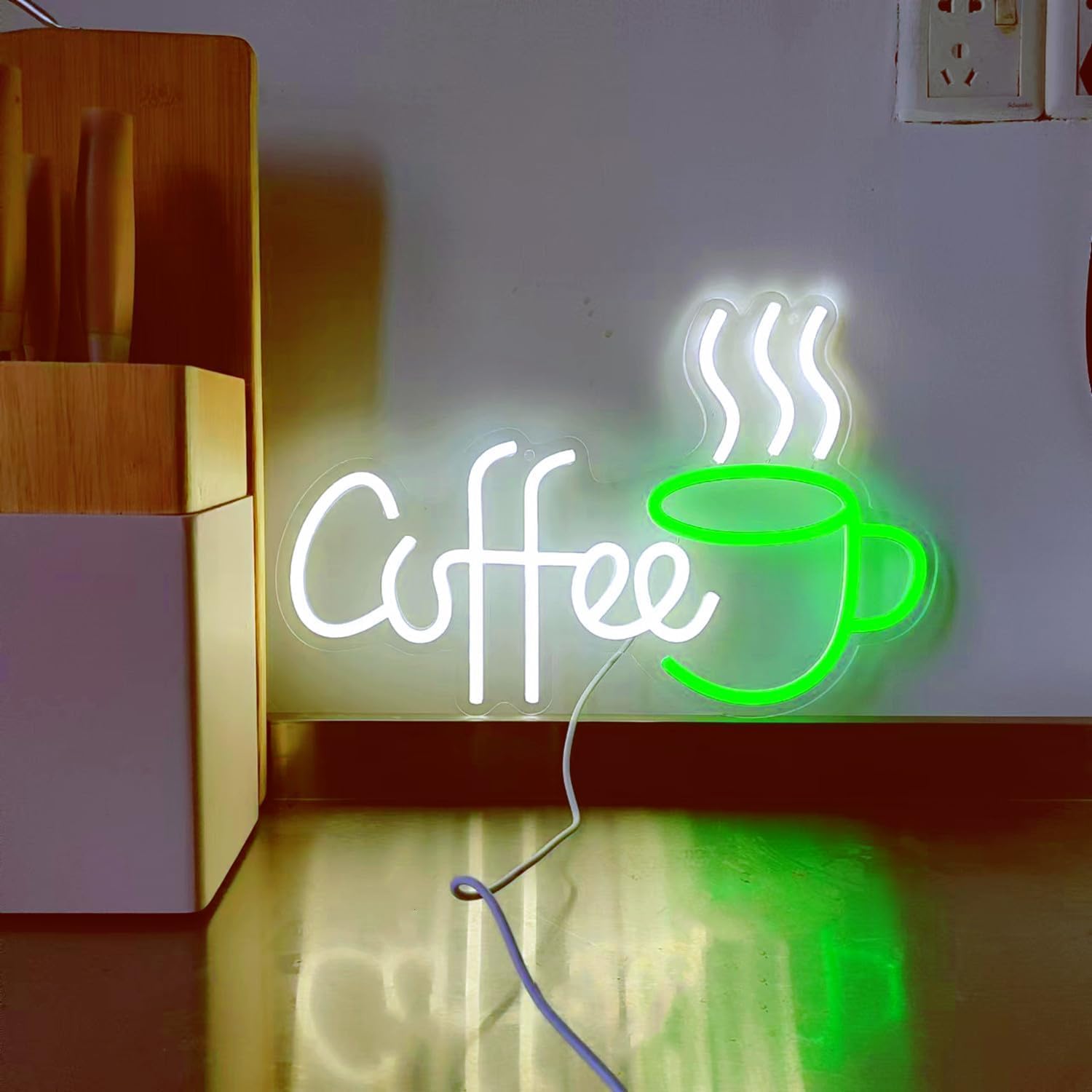 Coffee Bar Sign Wall Decor,LED Coffee Neon Light up Signs for Coffee Station Decor,Coffee Decorations for Coffee Bar Kitchen Decor Accessories,with Dimmable Switch and Hanging Chain,5V USB Powered - Image 4