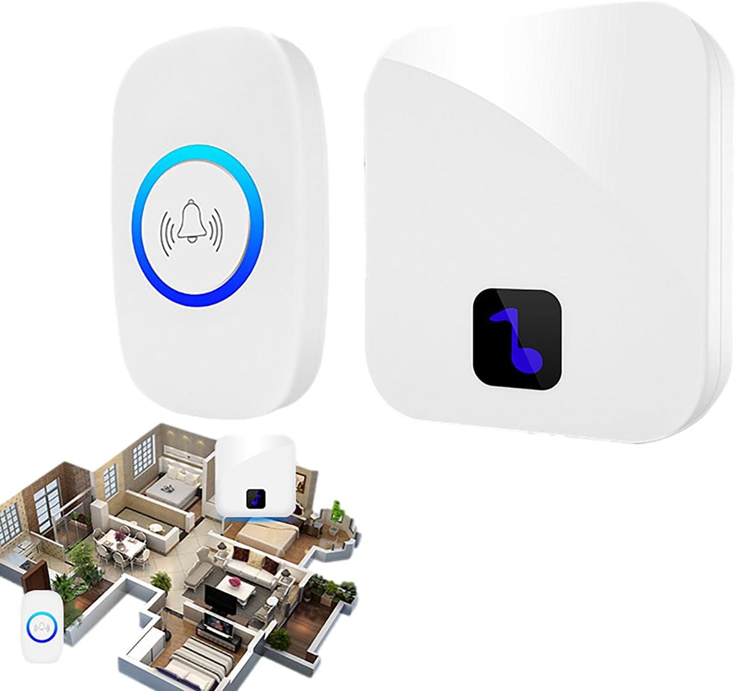 Wireless Doorbell for Home 4 Volume Levels BatteryPowered Doorbell