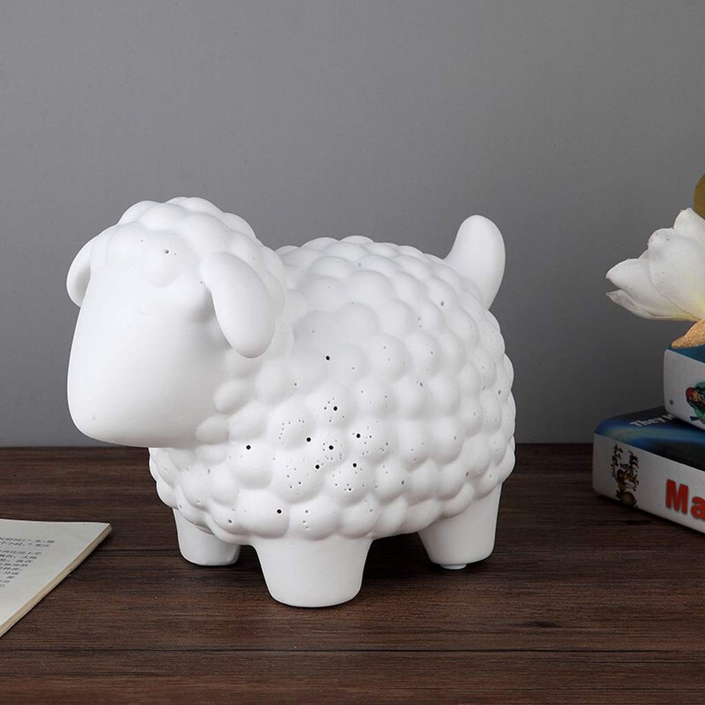 Lámparas de Mesa, Lámpara de Lectura, Lámpara de Escritorio, Lámpara de Mesa de Porcelana Blanca con Forma de Animal, Oveja, Lámpara de Noche para Dormitorio, Lámpara de Mesa