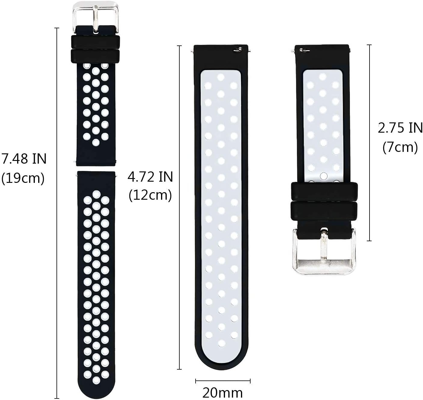 Universal 18mm 20mm 22mm 24mm Width Silicone Watch Band Replacement, Quick Release Rubber Watch Bands for Men & Women - Image 6
